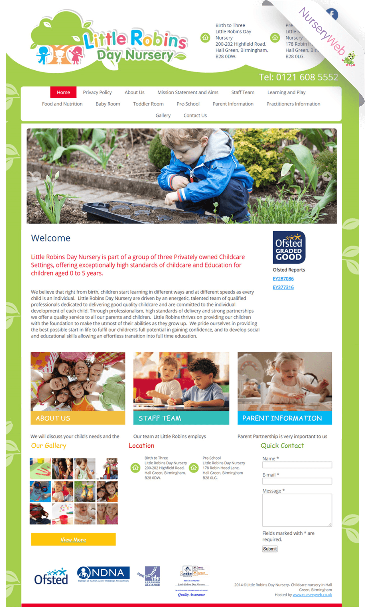 Sample Portfolio of Nurseries Website Design | NurseryWeb