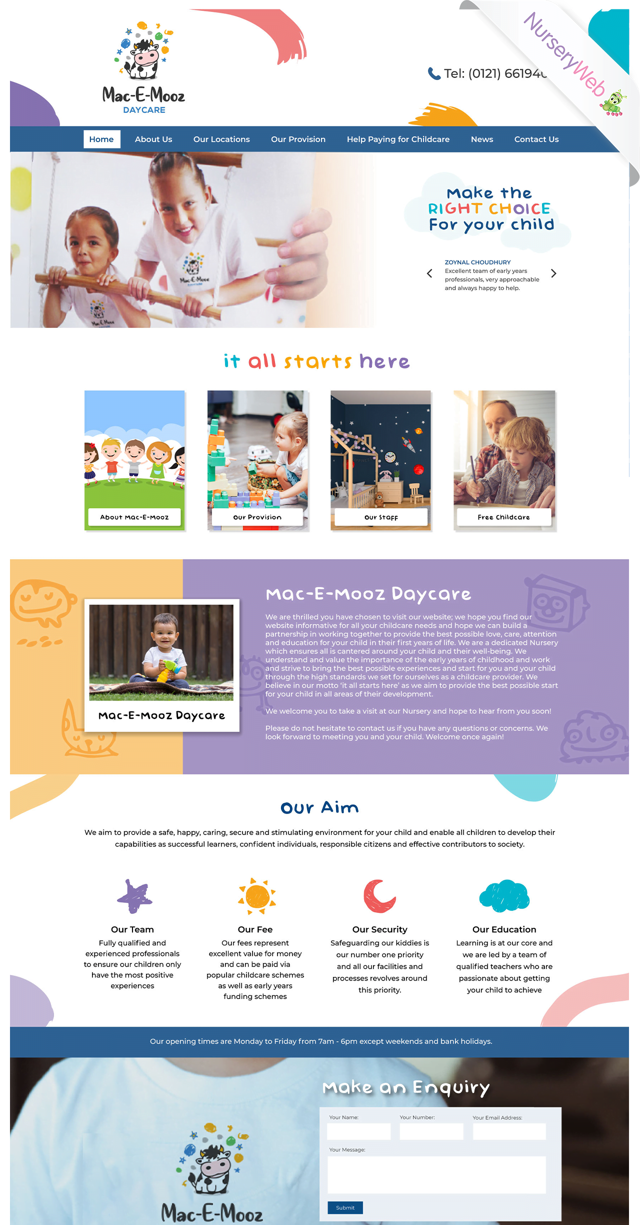 Sample Portfolio of Nurseries Website Design | NurseryWeb